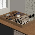Wooden Multi Compartment Jewelry Organizer Box for Storing Rings Watches Necklaces on Desktop Surface