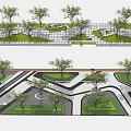 Garden Landscape Design With Trees Green Spaces And Winding Paths Layout 3d model