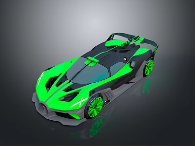 Modern Green and Black Supercar With Sleek Aerodynamic Design And Green Wheels 3d model