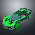 Modern Green and Black Supercar With Sleek Aerodynamic Design And Green Wheels