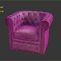 Retro Pink Leather Armchair With Tufted Button Details Scroll Arms And Comfortable Seat Design
