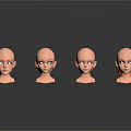 Multiple Pink Mannequin Head Models Arranged In Cluster On White Background