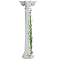 Decorative Roman Column with Lush Green Vines Climbing in Outdoor Garden Setting