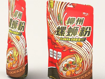 Liuzhou Luosifen Instant Spicy Noodle Soup With Vegetable Ingredients And Packaging 3d model