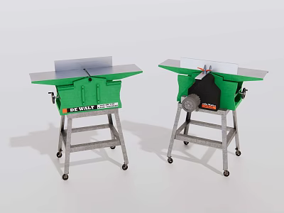 Two Green DEWALT Industrial Heavy Duty Table Saws With Metal Stands 3d model