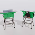 Two Green DEWALT Industrial Heavy Duty Table Saws With Metal Stands