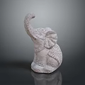 Stone Elephant Sculpture With Raised Trunk And Intricate Carved Patterns 3d model