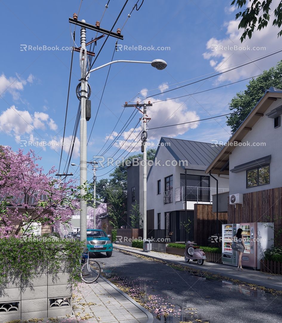 modern street residential street 3d model