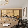 Elegant Private Room With Round Table And Chandelier