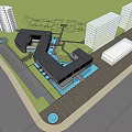 Modern Sales Office Building With Glass Curtain Walls Water Features And Wooden Deck