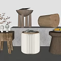 Nordic Side Several Side Stool Combination 3d model