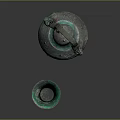 Ancient Bronze Wine Bottle and Cup with Green Patina on Dark Background