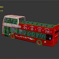 Red And White Double Decker Bus Featuring Upper Deck Seats And City Landmark Graphics