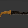 Vintage Hand Saw With Orange Wooden Handle And Rustic Metal Blade