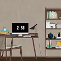 Quiet Ancient Style Desk and Chair Storage Rack 3d model