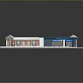 Shop Character And Small Bird Near White Roof Commercial Building With Stores