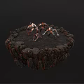 Mythical Characters And Spiked Creatures In Dynamic Combat Poses With Glowing Features On Rocky Terrain 3d model