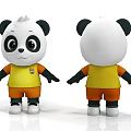 Cute Panda Doll With Yellow Shirt Orange Shorts Front And Back View