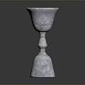 Elegant Silver Decorative Goblet With Intricate Carved Patterns And Stable Base 3d model
