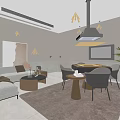 Modern Chess and Card Room Simple Chess and Card Room Mahjong Machine Sofa Combination Green Plants 3d model