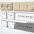 Modern Home Electrical Switch Panels with Various Designs and Socket Combinations 3d model