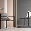 Modern Minimalist Dining Chairs With Gray And White Seats And Black Metal Frames