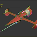 Red Spacecraft Model With Pointed Nose Red Wings Silver Cockpit And Front Spike