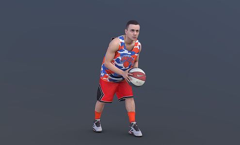 Modern man basketball player holding the ball 3d model