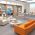 Modern Digital Store Interior Featuring Smartphones Tablets And Tech Accessories On Display Shelves
