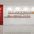 Red and White Honor Wall with Trophies Medals Certificates and Inspirational Phrases