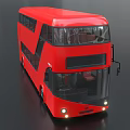 Red Double Decker Bus with Modern Design Bright Headlights and Transparent Windows 3d model