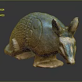 Unique Armadillo Sculpture With Blue Brown Detailed Texture Artistic Design