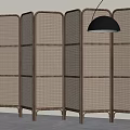 New Chinese Screen Partition Floor Lamp Potted Plant 3d model