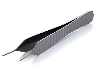 Stainless Steel Precision Hardware Tweezers With Serrated Tips And Ribbed Handle For Fine Work Applications 3d model