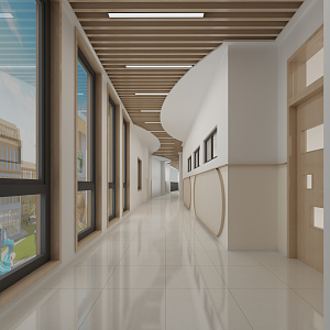 Modern corridor kindergarten aisle 3d model