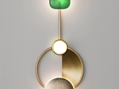 Modern Contemporary Wall Light With Green Accent And Gold Circular Geometric Design 3d model