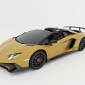 Sleek Yellow Convertible Sports Car With Black Roof Rims And Rear Spoiler