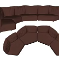 Brown Curved Modular Sectional Sofa With Upholstered Seats And Modern Design 3d model