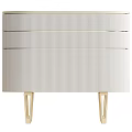 Modern Light Colored Bedside Table With Striped Surface And Gold Legs Design 3d model