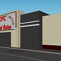KFC Restaurant Exterior Design With Red And Gray Building And Signature Logo