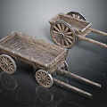 Vintage Wooden Handcarts With Spoked Wheels Wooden Cart Bed And Handles