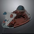 Futuristic Copper And Silver Water Vehicle With Blue Dome Pointed Front And Metallic Finish Design