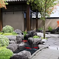 Japanese Karesansui Zen Garden With Raked Gravel Stone Pathway Rock Formations And Stone Lantern