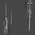 Vintage Pistols with Metal Parts and Wooden Grips Classic Firearms Design