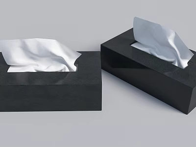 Stylish Black Tissue Box With White Tissues For Home Daily Use 3d model