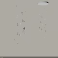 Artistic Chandelier With Golden Chinese Calligraphy Text Projection On Gray Wall Creating Cultural Ambiance