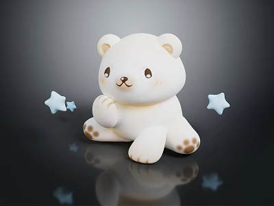 Adorable White Bear Themed Children Furniture With Black Surface Blue Stars And Brown Accents 3d model