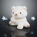 Adorable White Bear Themed Children Furniture With Black Surface Blue Stars And Brown Accents