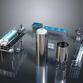 Stainless Steel Industrial Processing Equipment With Storage Tanks Pipes And Metal Frames