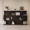 Decorative Cabinet with Books Decorations Vase and Picture Frame in Living Room